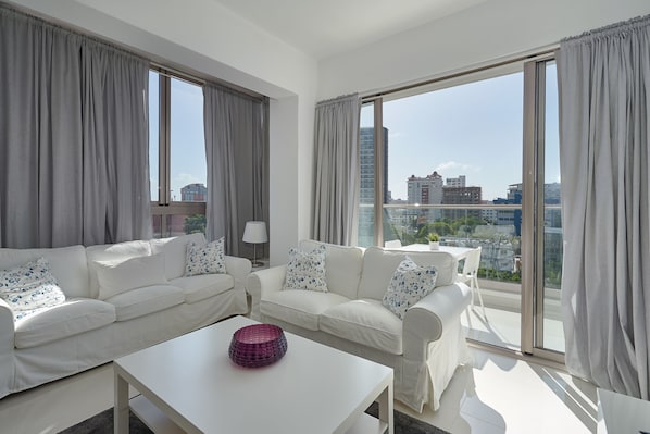 Stylish Master Living Room and Balcony