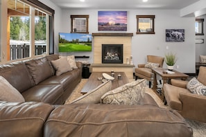 Grizzly Den: - Large and comfortable leather sectional.