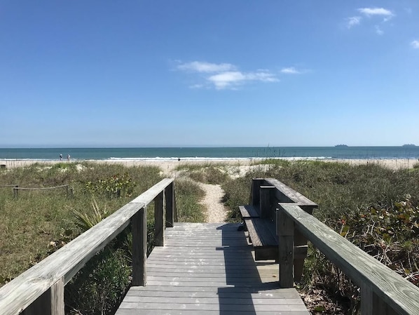 The properties own private boardwalk to the beach. 
