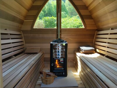 Sauna extérieur Canadien chauffé au bois