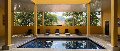 Second floor pool with views of the mountains