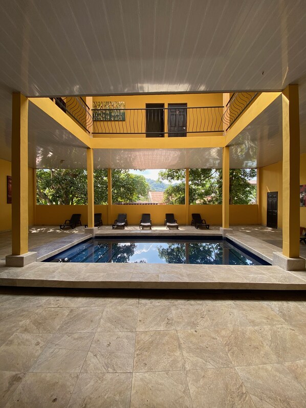 Second floor pool with views of the mountains