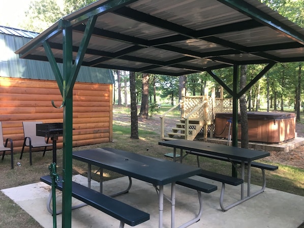 Each cabin has a fridge microwave and coffee pot