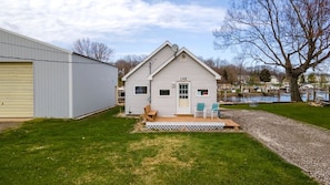 Another close up shot of the front of the property, featuring the river.