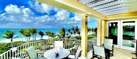 Private balcony overlooks the beach