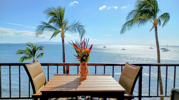 Enjoy meals on the lanai while watching whales and the ocean
