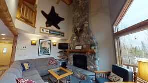 Great Room Fireplace and Bear Hibernation House