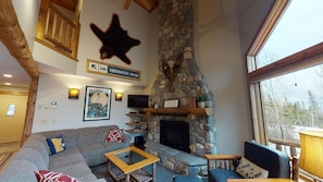 Great Room Fireplace and Bear Hibernation House