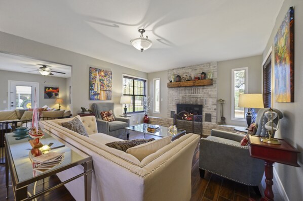 Formal living room with fireplace