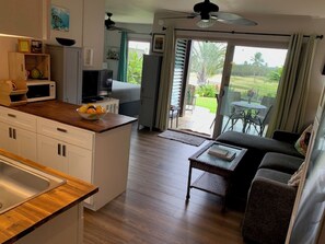 Such a lovely view from this condo location, even from the kitchen!   You can see the beauty all around you in this lush oasis as you prepare your meals.
