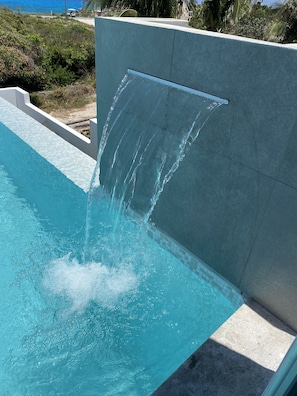 Poolside waterfall
