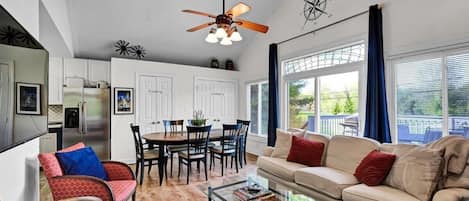 Living room and dining area.