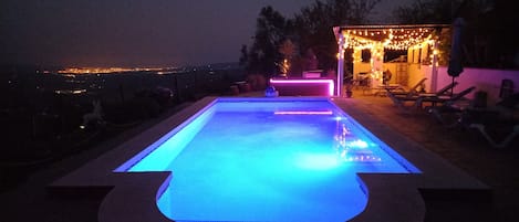 Nightime swim with relaxing atmosphere