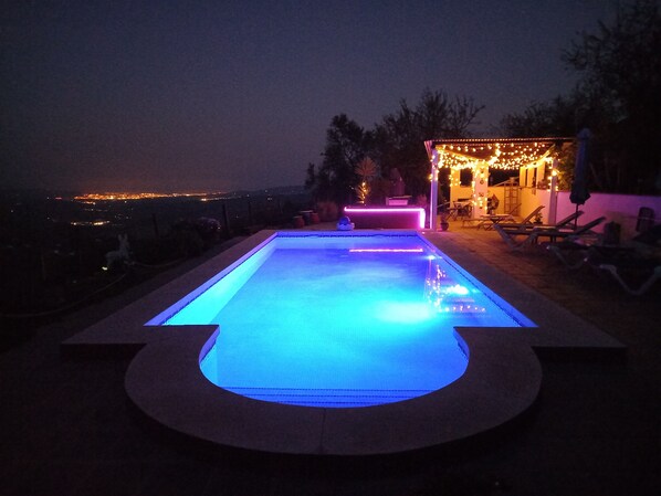 Nightime swim with relaxing atmosphere