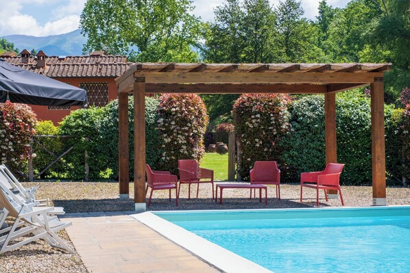 Covered terrace and pool
