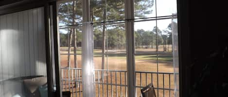 Enclosed patio view overlooking golf course