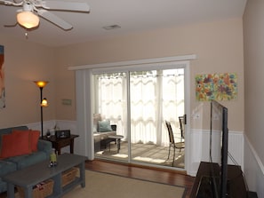 Living room to patio sliding glass doors