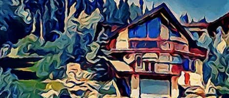 Pinetree Chalet in summer (painting)