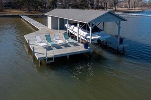 Awesome dock!!  tanning, swimming, fishing, and there is a basketball goal.