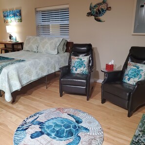 Two leather recliners for relaxing or TV viewing