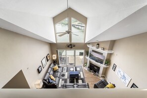 View of living area from loft