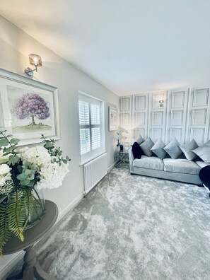 Large Grey Velvet L Shaped Sofa - which can be transformed into a Double Bed