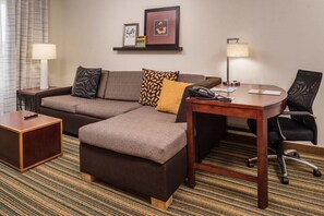 Desk space with designer Aero chair for our work from home and business travel guests. This is the perfect workspace.