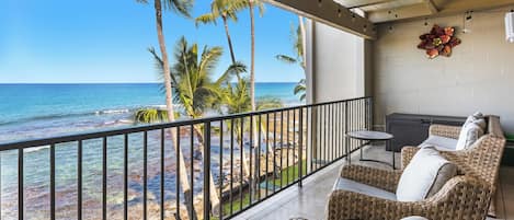 From the comfort of your lanai enjoy watching amazing surf action, beautiful ocean views, and our world class sunsets