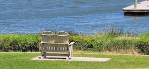 swing chairs by the water