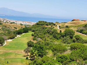 View from the terrace overlooking the sea and Duquesa Golf