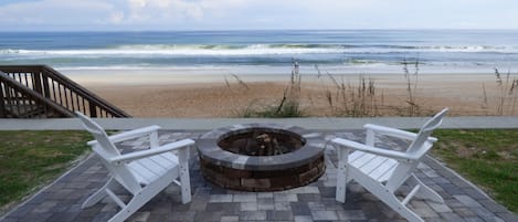 Private Patio with Fire Pit Overlooking Ocean