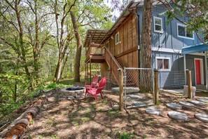 Creekside fire pit/ Main entry.