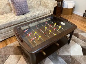 New Foosball coffee table for your family to enjoy! Let the fun begin!