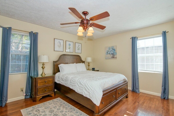 Master Bedroom Suite. Queen sized bed with nightstands, large closet, and master bath.