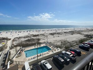 View of pool from our balcony 