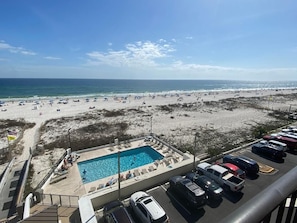 View of pool from our balcony