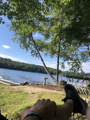 Relax on the shorefront hammock