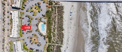 Oceanfront balcony, overlooking pool and wild dunes