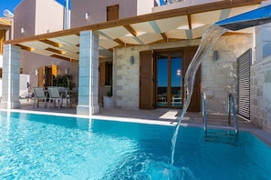 Direct access from the living room to the pool terrace.