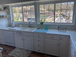 Kitchen with mountain view.