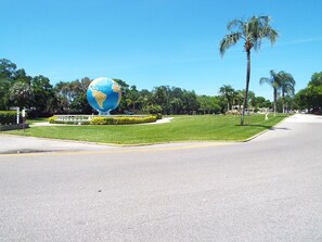 Entrance to gated condo community.