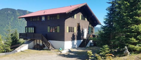 Main Lodge view from main parking lot, tunnel is in view at bottom left corner