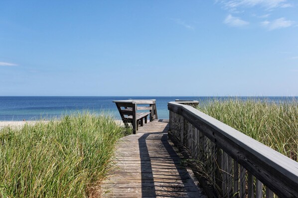 Boardwalk to the private neighborhood beach 