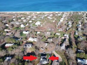 House and ocean view from drone