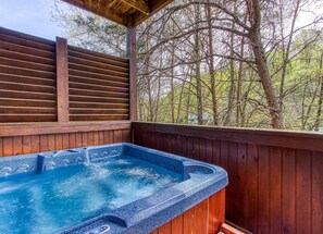 After a busy day in town, climb in the hot tub and relax