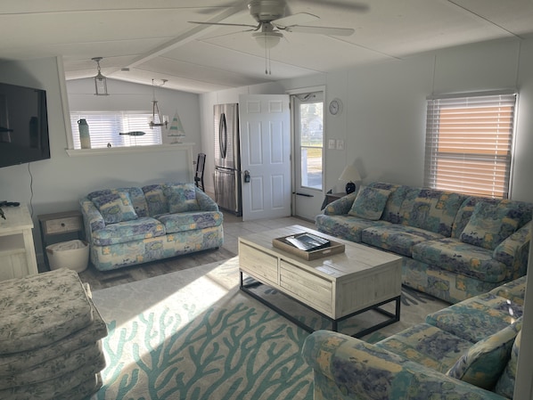 Family Room from Front Door -3 Couches (1 is a queen Sofa bed)