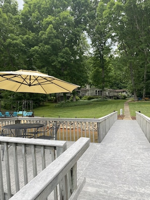 View from pier looking back up at house from lake