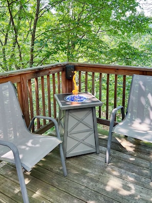 Enjoy the firepit on the upper deck