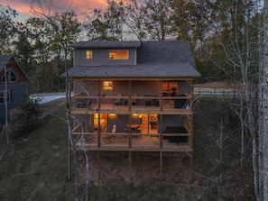 Both rear upper and lower decks are extended length, full width over 30 ft long.