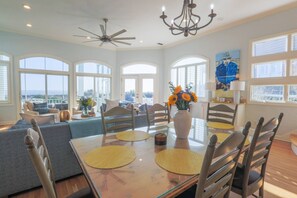 This beautifully decorated oceanfront home is located within the gated Ocean Point community in Wild Dunes Resort.